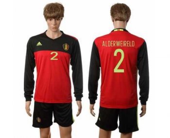 Belgium #2 Alderweireld Red Home Long Sleeves Soccer Country Jersey