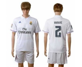 Real Madrid #2 Varane White Home Soccer Club Jersey