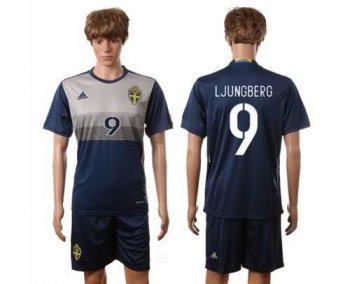 Sweden #9 Ljungberg Away Soccer Country Jersey