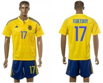 Ukraine #17 Fedetskiy Home Soccer Country Jersey