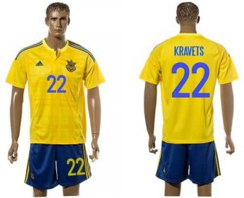 Ukraine #22 Kravets Home Soccer Country Jersey