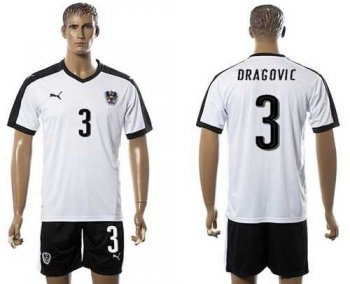 Austria #3 Dragovic White Away Soccer Country Jersey