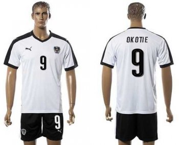 Austria #9 Okotie White Away Soccer Country Jersey