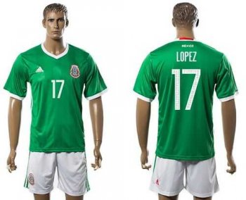 Mexico #17 Lopez Green Home Soccer Country Jersey