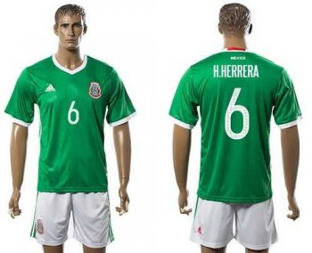 Mexico #6 H.Herrera Green Home Soccer Country Jersey