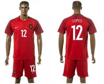 Portugal #12 Lopes Home Soccer Country Jersey