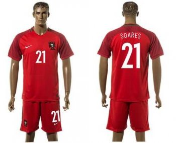 Portugal #21 Soares Home Soccer Country Jersey