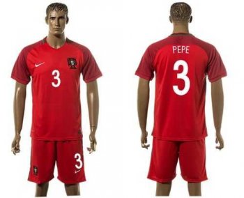 Portugal #3 Pepe Home Soccer Country Jersey