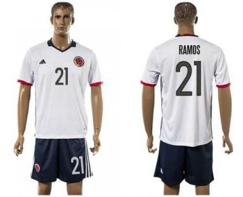 Colombia #21 Ramos Away Soccer Country Jersey