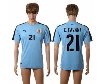 Uruguay #21 E.Cavani Home Soccer Country Jersey