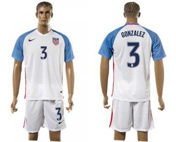 USA #3 Gonzalez Home Soccer Country Jersey