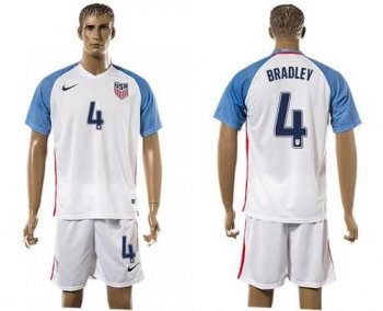 USA #4 Bradley Home Soccer Country Jersey