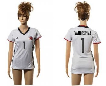 Women's Colombia #1 David Ospina Away Soccer Country Jersey