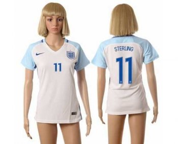 Women's England #11 Sterling Home Soccer Country Jersey