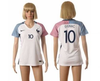 Women's France #10 Gignac Away Away Soccer Country Jersey