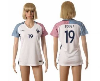 Women's France #19 Pogba Away Away Soccer Country Jersey