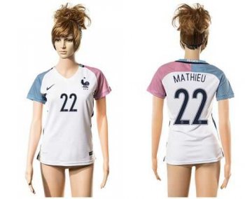 Women's France #22 Mathieu Away Away Soccer Country Jersey