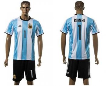 Argentina #1 Romero Home Soccer Country Jersey