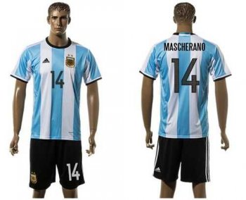 Argentina #14 Mascherano Home Soccer Country Jersey