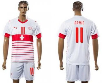 Switzerland #11 Drmic Away Soccer Country Jersey