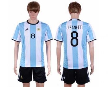 Argentina #8 J.Zanetti Home Soccer Country Jersey