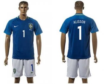 Brazil #1 Alisson Away Soccer Country Jersey