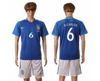 Brazil #6 R.Carlos Away Soccer Country Jersey