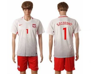 Poland #1 Szczesny Home Soccer Country Jersey