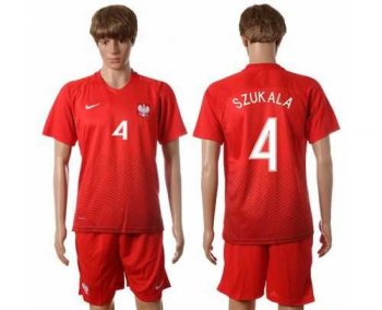 Poland #4 Szukala Away Soccer Country Jersey