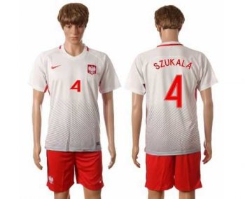 Poland #4 Szukala Home Soccer Country Jersey