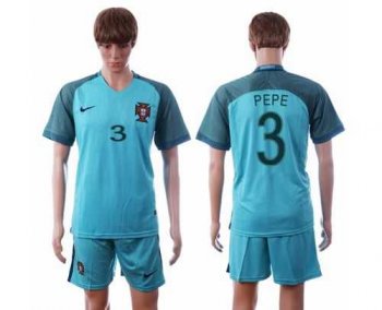 Portugal #3 Pepe Away Soccer Country Jersey