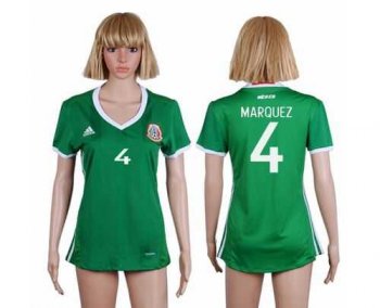 Women's Mexico #4 Marquez Home Soccer Country Jersey