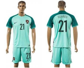 Portugal #21 Soares Away Soccer Country Jersey