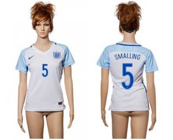 Women's England #5 Smalling Home Soccer Country Jersey