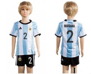 Argentina #2 Maydana Home Kid Soccer Country Jersey