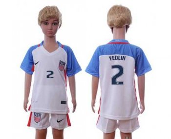 USA #2 Yedlin Home Kid Soccer Country Jersey