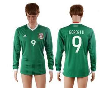 Mexico #9 Borgetti Home Long Sleeves Soccer Country Jersey