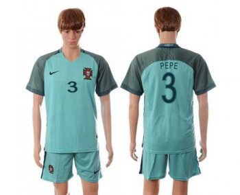 Portugal #3 Pepe Away Soccer Country Jersey