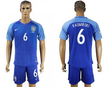 Brazil #6 Kasmirski Blue Soccer Country Jersey