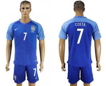 Brazil #7 Costa Blue Soccer Country Jersey