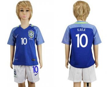 Brazil #10 Kaka Away Kid Soccer Country Jersey