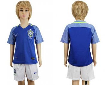 Brazil Blank Away Kid Soccer Country Jersey