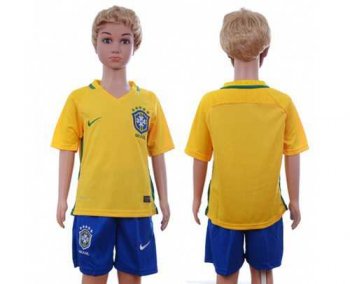 Brazil Blank Home Kid Soccer Country Jersey