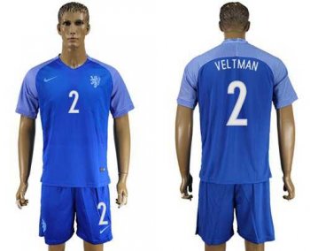 Holland #2 Veltman Away Soccer Country Jersey