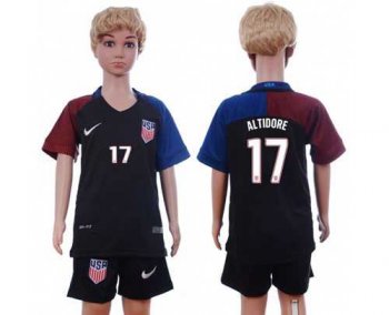 USA #17 Altidore Away Kid Soccer Country Jersey