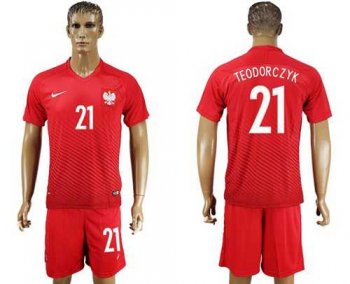 Poland #21 Teodorczyk Away Soccer Country Jersey