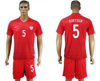 Poland #5 Borysiuk Away Soccer Country Jersey