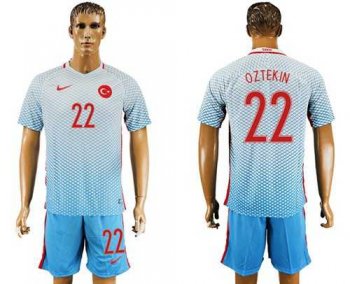 Turkey #22 Oztekin Away Soccer Country Jersey