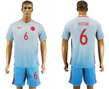 Turkey #6 Potuk Away Soccer Country Jersey