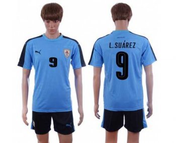 Uruguay #9 L.Suarez Home Soccer Country Jersey